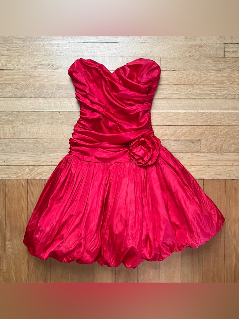 Rare Vintage 80s Prom Cocktail Formal Dress 4/6 Red